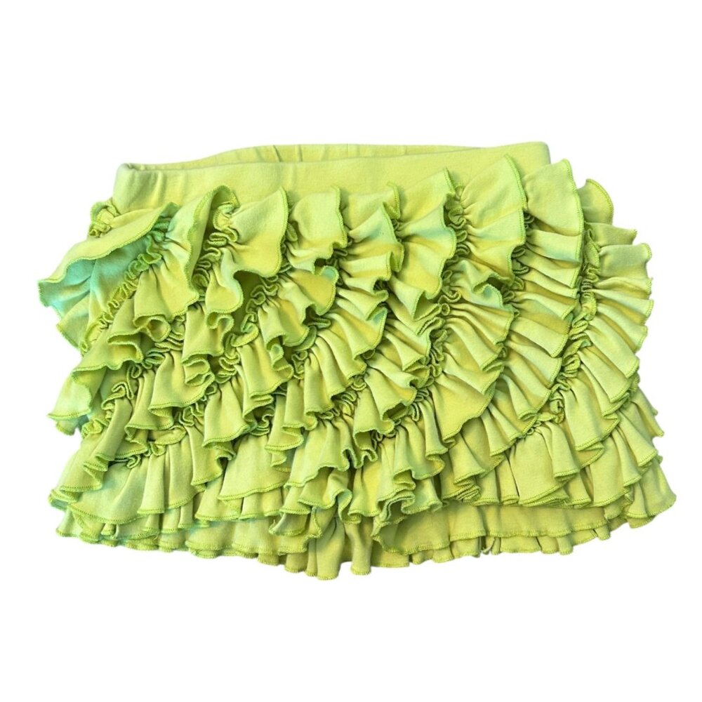 Lemon Loves Time Chartreuse Ruffle Frilly Campy Flamboyant Skort 6